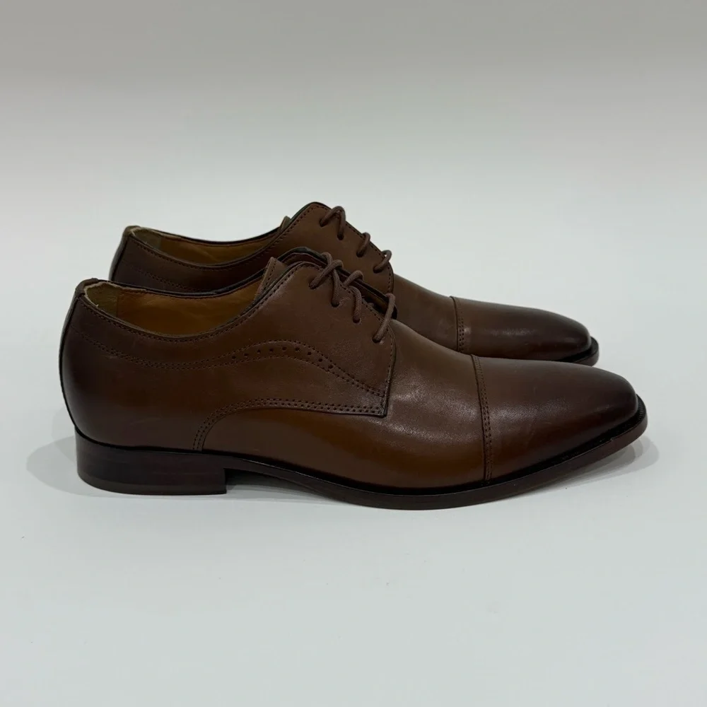Johnston Murphy Men's 8.5M Mcclain Cap Toe Tan Full Grain Leather Shoes New $160